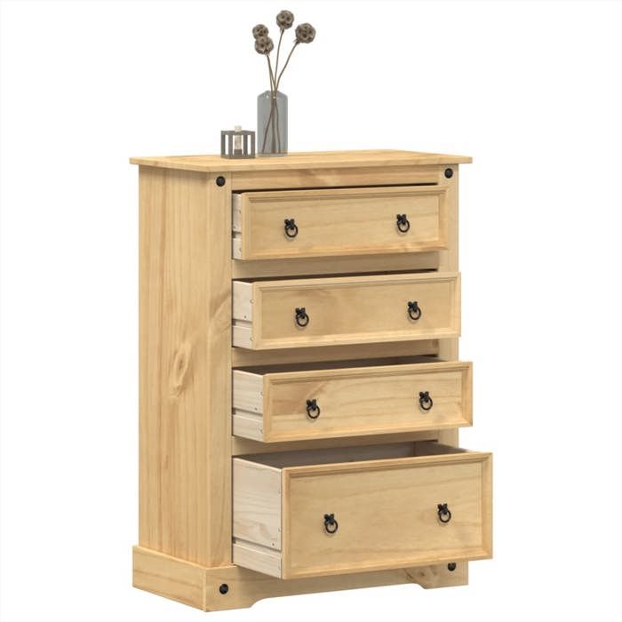 VidaXL Commode Corona 80x43x114 cm bois massif de pin, commode à tiroirs, classeur, armoire à tiroirs, armoire de rangement, 4005672