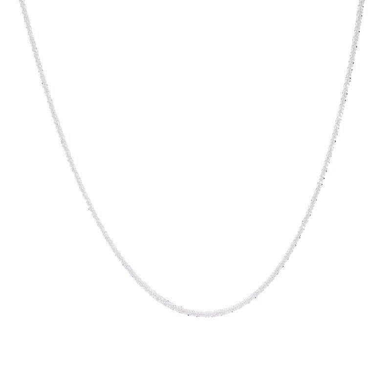 Sparkling Silver Bare Chain Plain Necklace Women's Summer 2025 New Light Luxury Niche Design Simple Collarbone Chain
