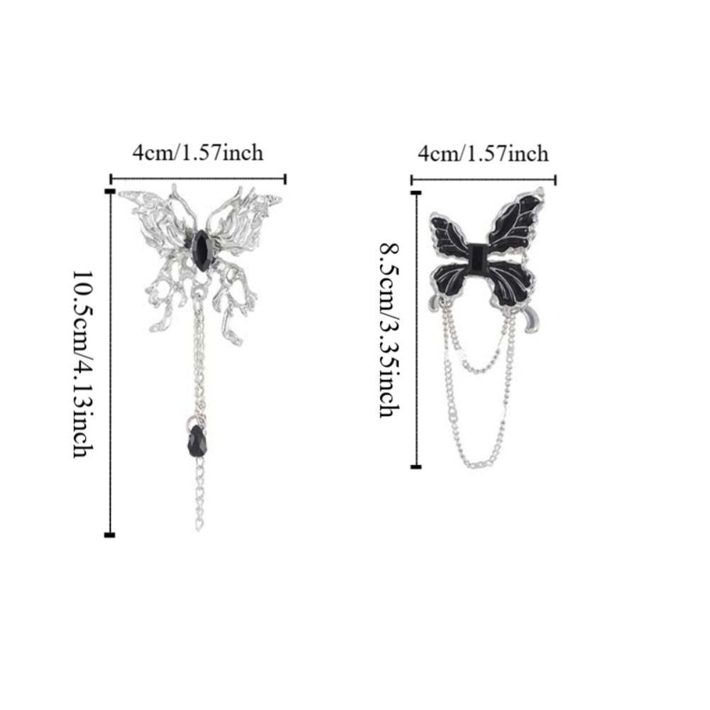 1Pair Wing Metal Butterfly Brooches Rhinestone Butterfly Tassel Badge Pin  Women Gifts
