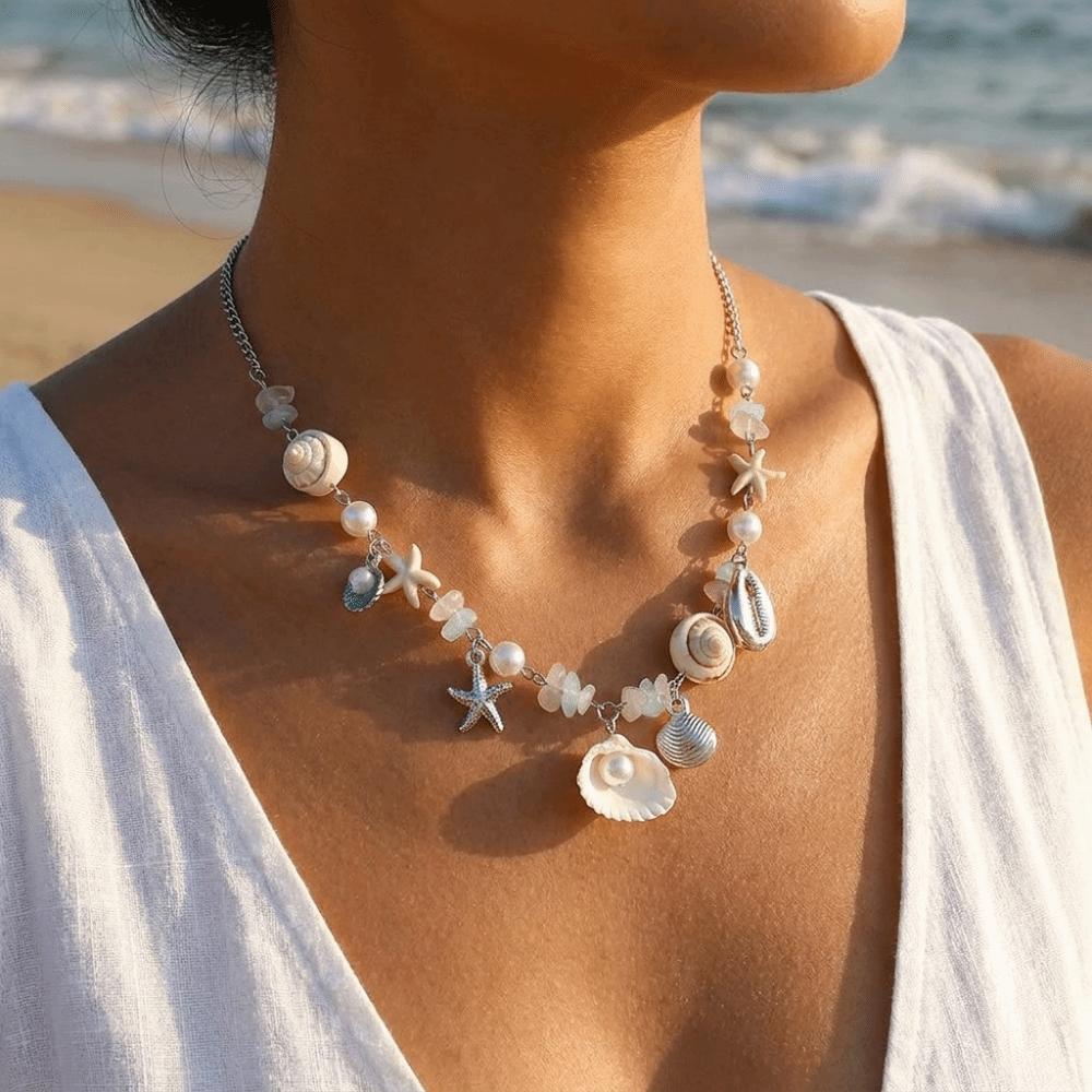 Zinc Zinc Alloy Ocean Themed Necklace Sweet Cool Chain Necklace Aesthetic Shell Pearl Choker Vacation