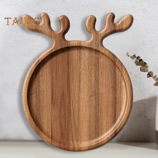 Christmas Antler Wood Plate for Food Presentation Elegant Wooden Dinner Plate for Christmas Atmosphere Festive Tableware Decor for Holiday