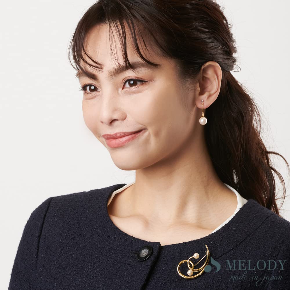 Made In Japan Resin Pearl Earrings Dangling Earrings [Melody Accessories] Non-Pierced (NT-J13) (Gold, 1cm)