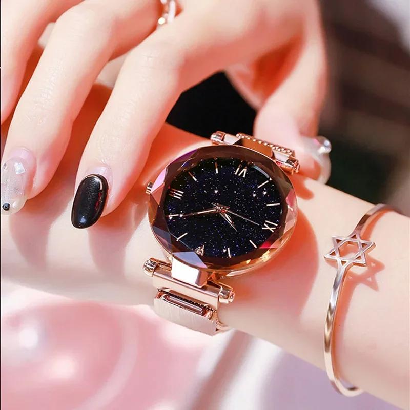Fashion Starry Sky Woman Watches Magnet Buckle Mesh Belt Quartz Watches Ladies Wristwatch Dress Clock Montre Femme Reloj Mujer