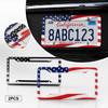 2 Stück Universal-Aluminiumlegierung US-Autokennzeichenrahmenabdeckung Autozubehör USA-Flagge Wasserdichter Kennzeichenhalter Kennzeichenabdeckungen Rahmen 6