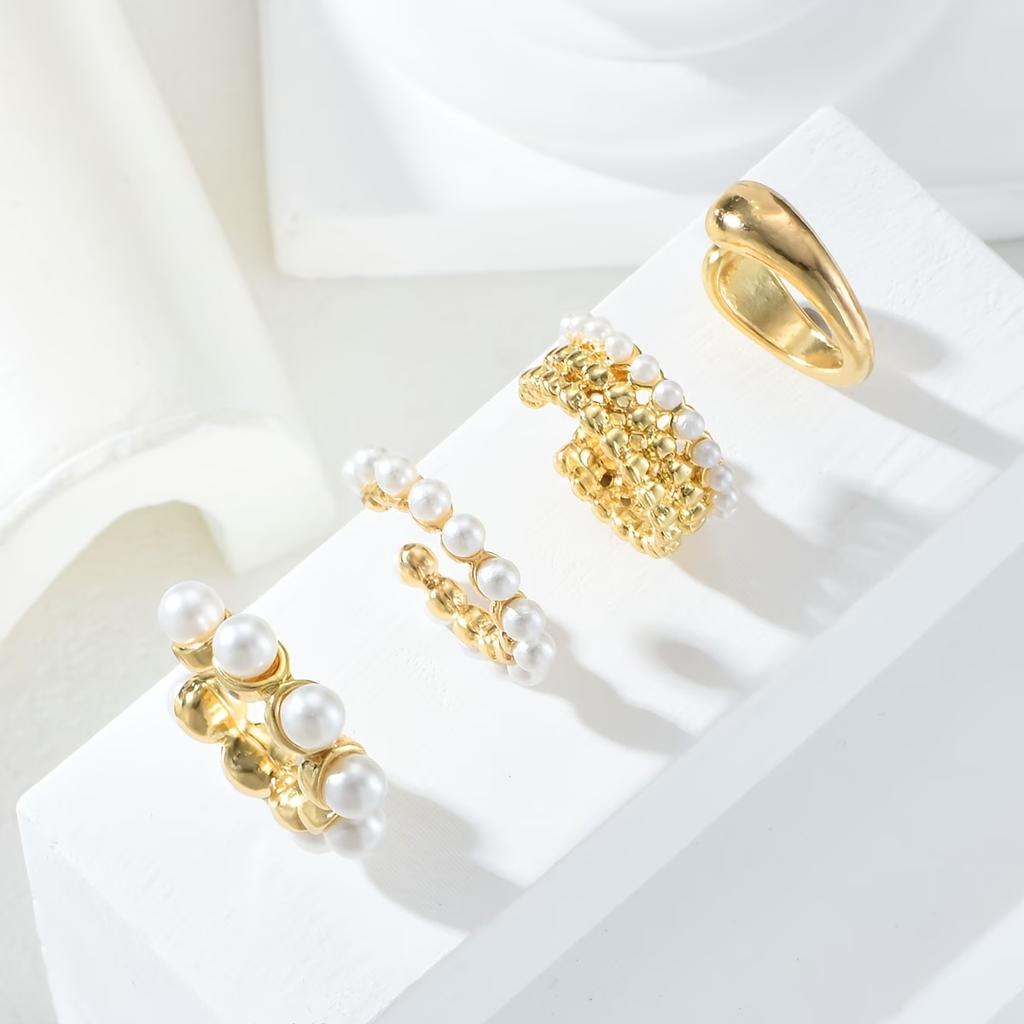 iF ME 4pcs Fashion Exaggerated Earring Set for Women Vintage Punk Water Drop Wide Ear Clip Couple Vacation Gift Daily Jewelry
