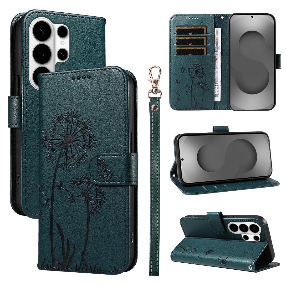

For Samsung Galaxy S26 Ultra Leather Wallet Case with Strap Dandelion Imprint Phone Stand Cover