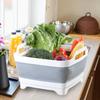 1PC Silicone Folding Wash Basin With Drain Plug Foldable Dish Tub Multifunction Carry Handles Kitchen Storage Basket Vegetable