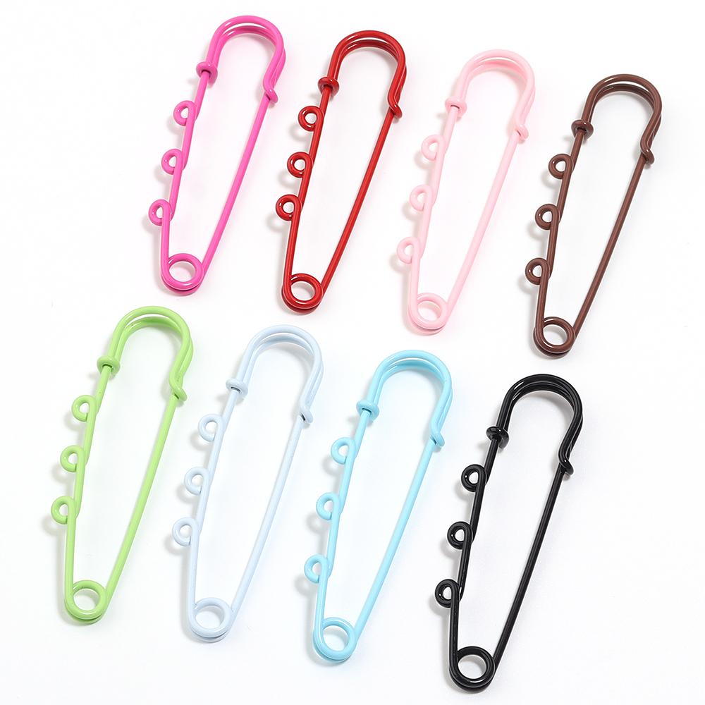 6pcs Safety Pins Brooch Blank Base Brooch Pins With 3 Loops Colorful Metal Pin DIY Brooch Charms For Jewelry Making Accessories