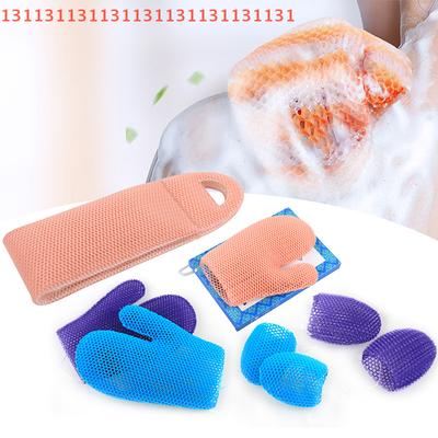 High Elasticity, Antibacterial Material, Gentle Safe and Durable Exfoliating Shower Glove with Colorful Honeycomb Weave, TPU