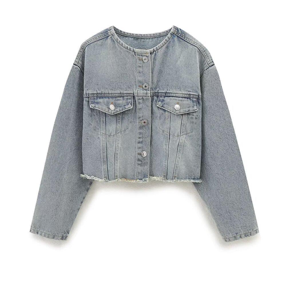 European and American style, new women's clothing, classic, versatile foreign denim jacket 4365052