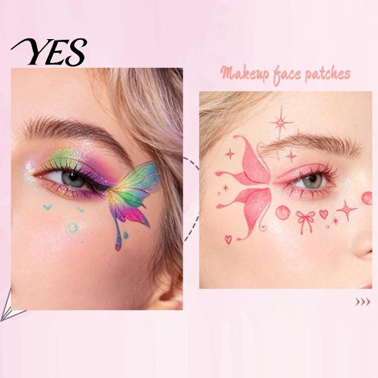 Mobile Phone Case Stickers 5 Sheets Glitter Butterfly Eye Stickers, Temporary Face Tattoos for Tail Kids, Cartoon Decals Festival Makeup, Party Decor