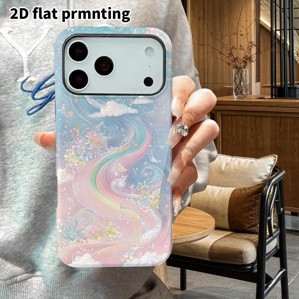 Phone Case: 2D Flat Design Suitable for iPhone 18, 17, 16, 15, 14, 13 Pro Film Protective Case, Couple Style, Rainbow Galaxy, Christmas and Halloween