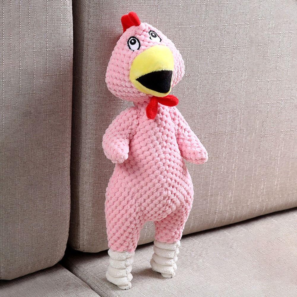 Molar Interactive Corduroy Pets Dog Toys Squeaky Plush Chew Toy Screaming Chicken