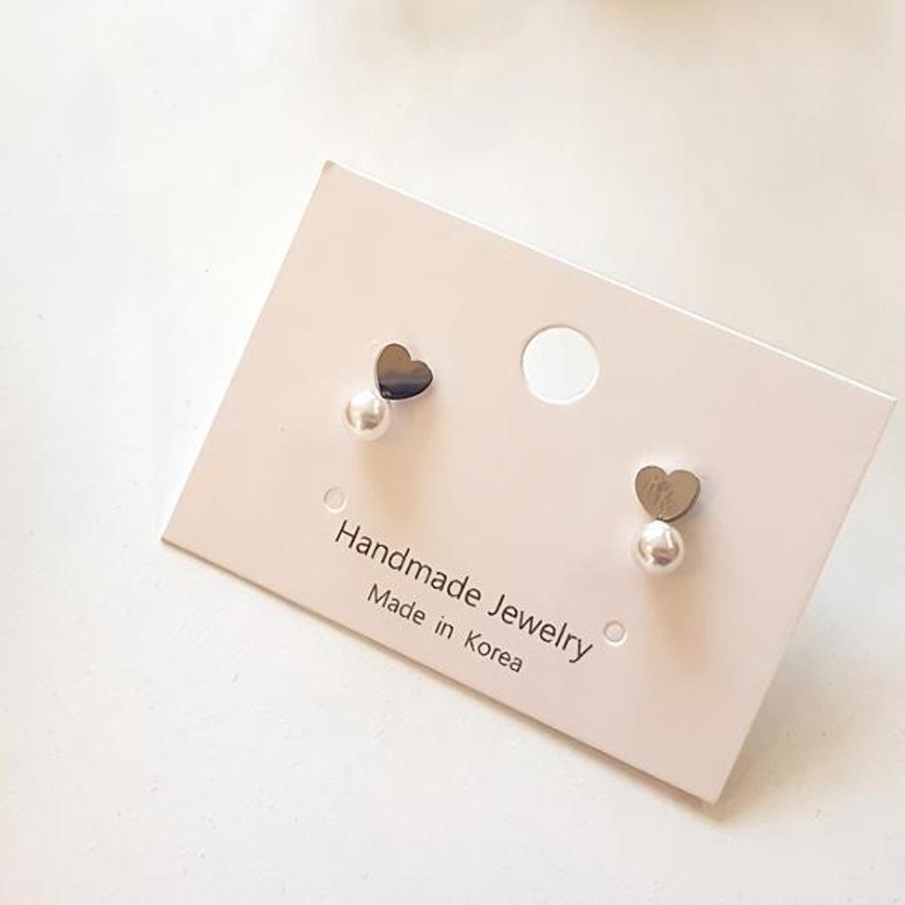 Women's Petite Heart Stainless Steel Pearl Earrings (Mini Mini)