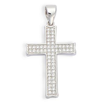 [L4646] - Silver Pendant 'Cross' Silver-white (rhodium-plated) - 30x15 Mm