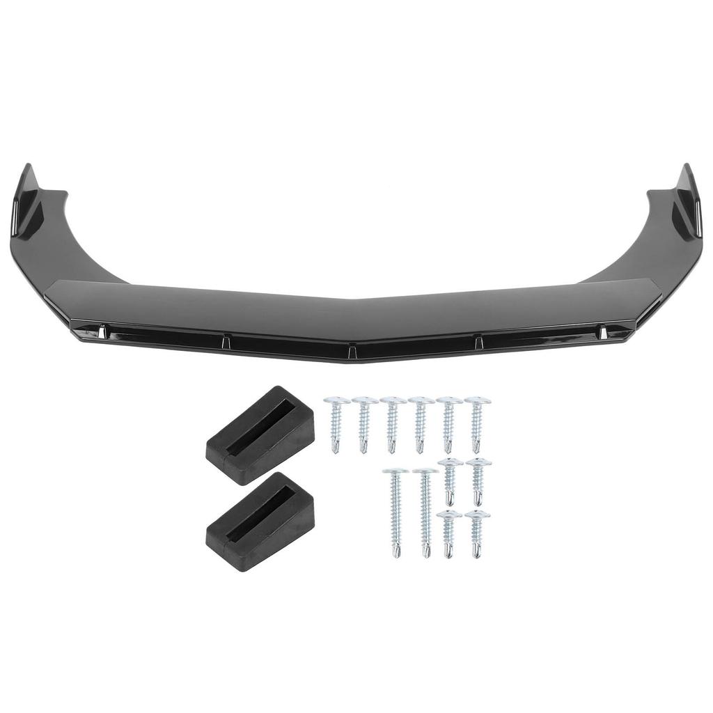 3Pcs Universal Front Bumper Lip Spoiler 3‑Section Body Diffuser Chin Kit Glossy Balck