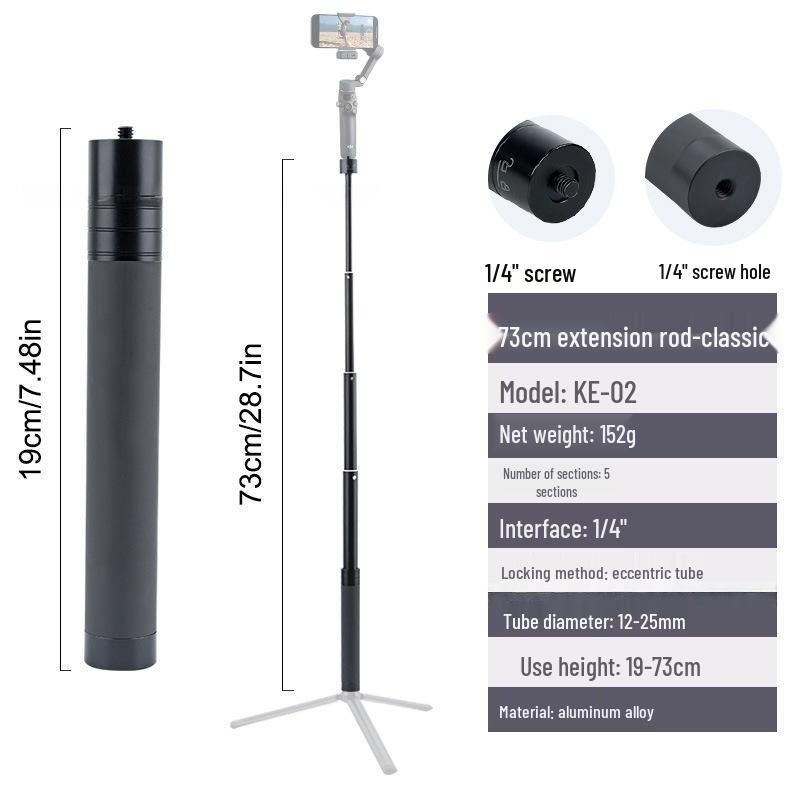 

Universal Stabilizer Extension Pole: Handheld Selfie Stick & Tripod for DJI, Feiyu, Zhiyun, Action Camera Photography