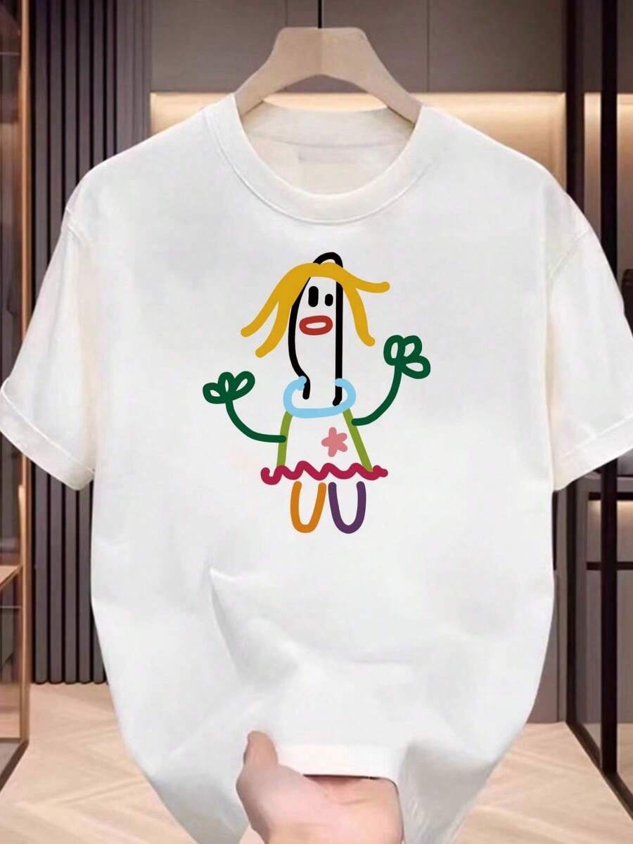 

Unisex s Casual Summer Outfit T-Shirt Crew Neck Short Sleeve Colorful Stick Figure Art Digital Print T-Shirt XL