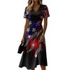 Women's Independence Day Print Casual Fashion Short Sleeve V-Neck Dress