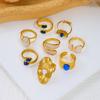 Stainless Steel Gold Plated Ring For Women Natural Stone Obsidian Tiger Eye Stone Stackable Finger Ring Party Minimalist Jewelry