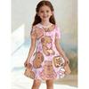 Soft and Breathable Purple Starry Sky Fairy Printed Short Sleeved Casual Dress Suitable for Birthdays and Parties in Summer