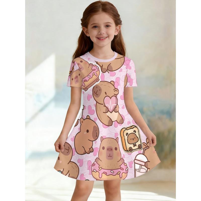 Soft and Breathable Purple Starry Sky Fairy Printed Short Sleeved Casual Dress Suitable for Birthdays and Parties in Summer