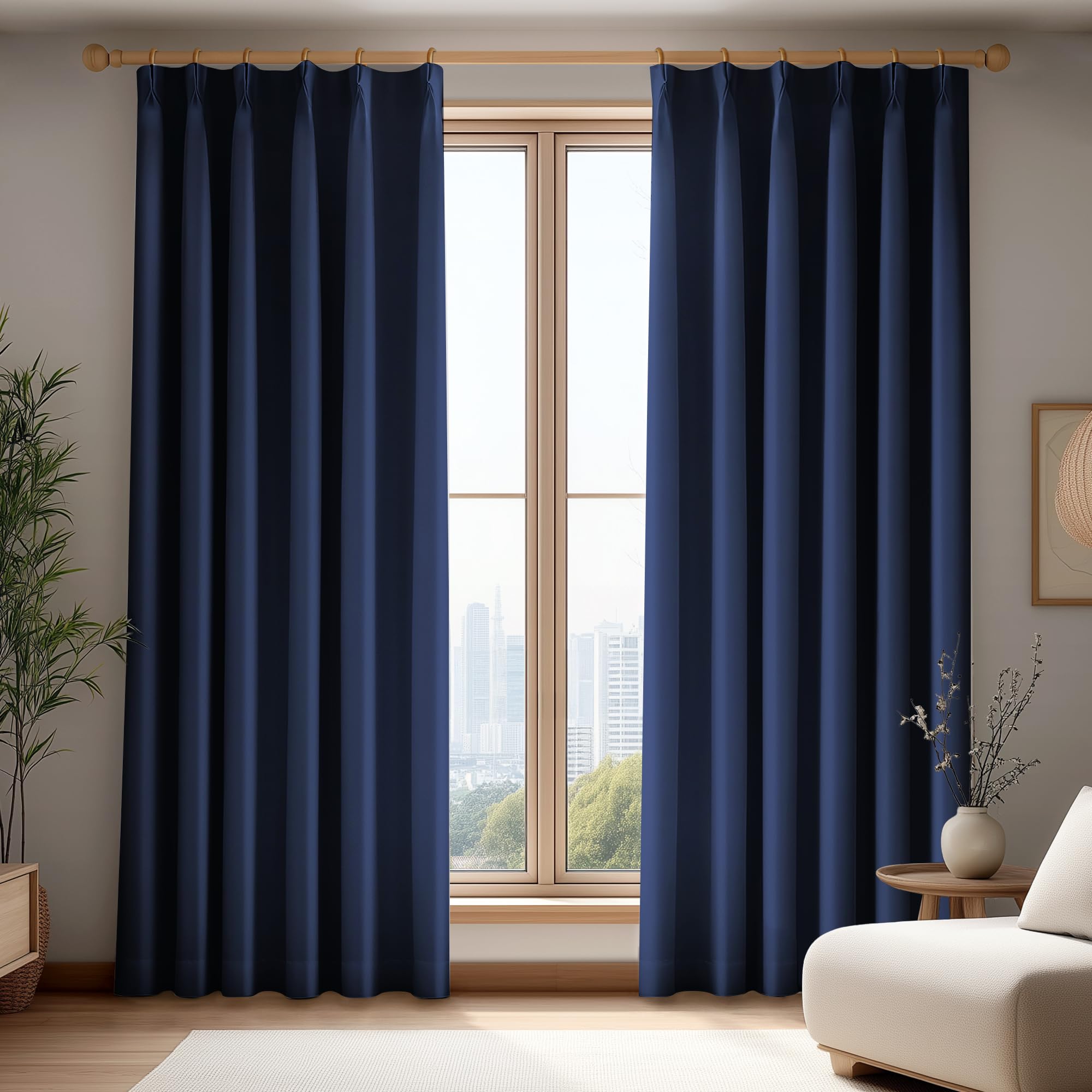 

Deconovo Комплект Блэкаут Светонепроницаемые Термо Холодные УФ День и Ночь 100см Шириной x 110см Темно-синие Шторы, 2, 100% Блокировка, Изоляция, Защита, тёмно-синий