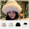 Knitted Hat Plush Bucket Hat Fluffy Hat Winter Plush Hat Personality Beanie Hat Winter/Autumn