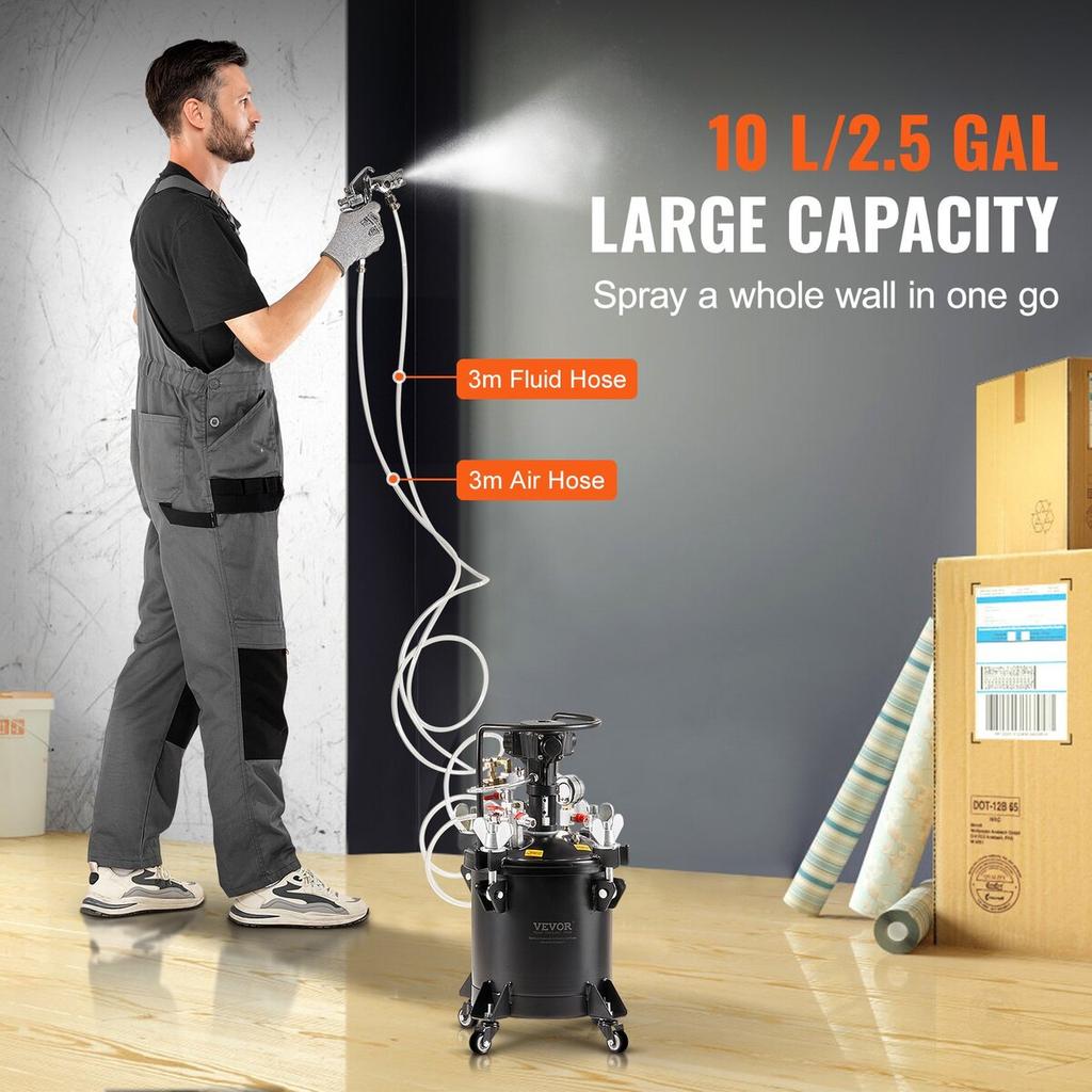 Réservoir à pression pour peinture en aérosol 10 L / 2,5 gal Agitation entièrement automatique 70 psi