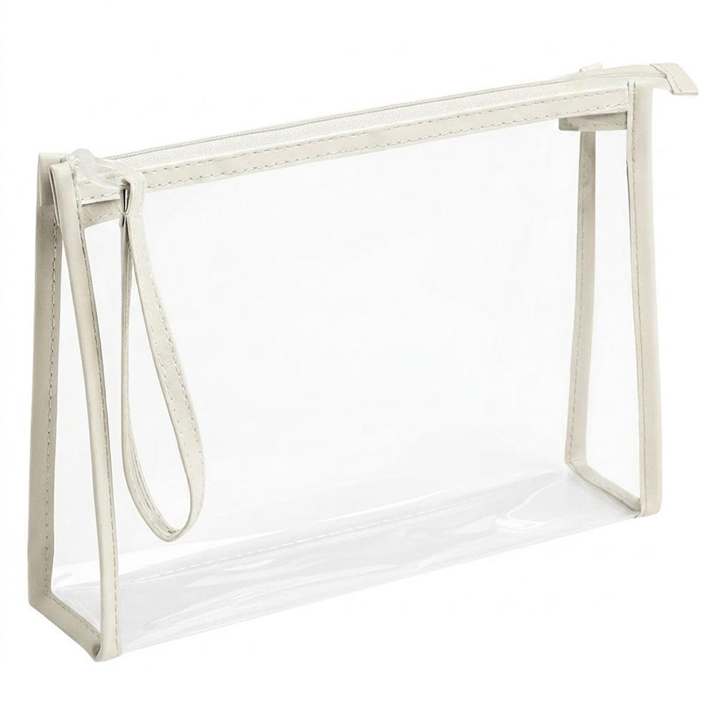 1pc With Handle Clear Storage Bag PVC Stationery Pouch Multi-functional Pencil Case  Students белый