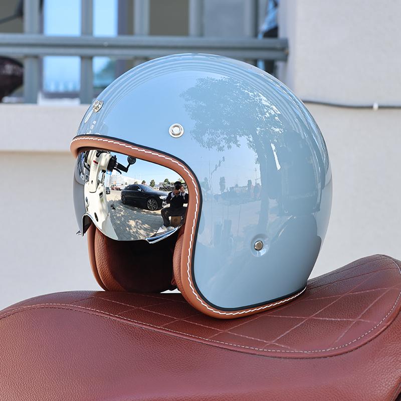 S68-DOT Certified 3/4 Open Face Motorcycle Helmet Shell Lightweight Breathable Retro Unisex Adult Scooter Cruiser Safety Helmet