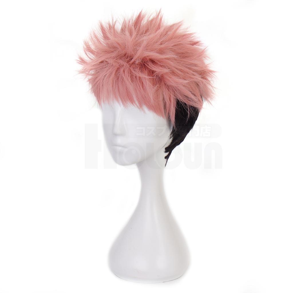 HOLOUN Jujutsu JJK Anime Itadori Yuji Cosplay Costume Wig Latest Hoodie Pants Halloween Christmas Convention Rose Net Synthetic