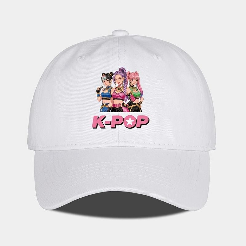 Trendy Cartoon K Pop Print Soft Peak Baseball Cap, Comfortable Adjustable Hat For Casual Attire, Concerts, Parties, Unisex Design