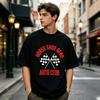 Unisex Streetwear Tričko Podkova Bend Auto Club Potisk Závodní Vlajka Retro Americké Ležérní Streetové Tričko