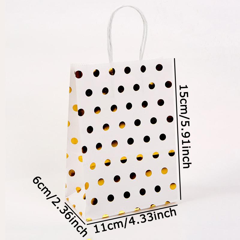 WTEMPO 12PCS 6*11*15CM Christmas/New Year Round Dot Printed Gifts Bags Portable Foldable Paper Gift Handbags Creative Festivals Gift Packaging Bags
