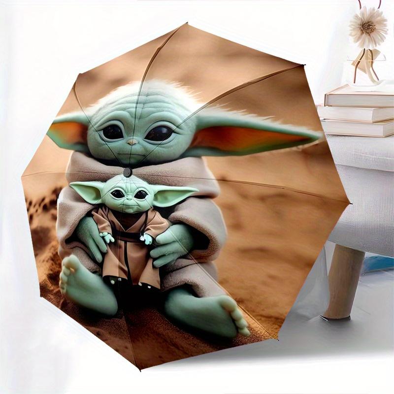 Yoda,Grogu Fully automatic themed umbrella - 8 ribs durable iron frame, tri-fold compact design, perfect as a gift, travel umbrella, unisex,
