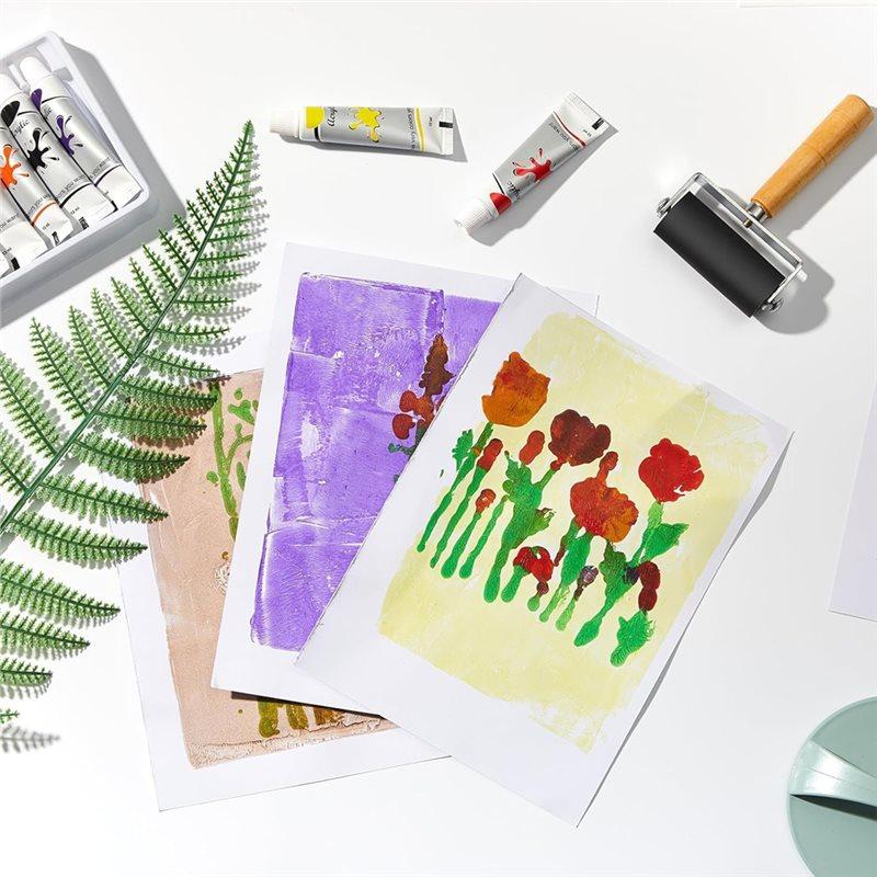 12 X 14 Inch Gel Printing Plate Kit Complete Monoprinting Set With Brayer, Acrylic Paint, Paper And Tools For Art Class