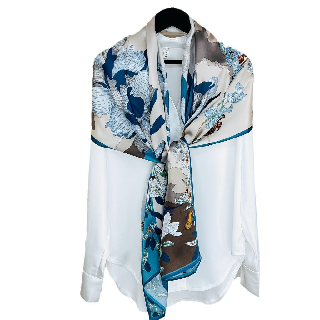 Silk Spring Mother'S Day Silk Scarf Femininity Floral Mulberry Silk Scarf Multifunctional Shawl