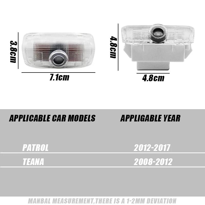 2Pcs Car Door Emblem LED Welcome Light Laser Projector Lamp For Nissan New Teana 2013-2020 MAXIMA Altima AMADAR Patrol 2012-2017