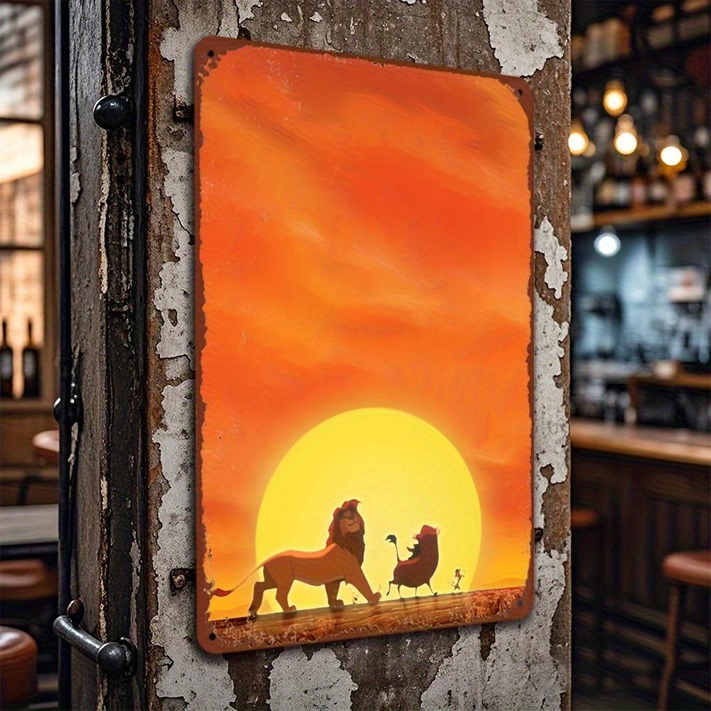 1pc Disney Metal Tin Wall Art, Simba & Nala & Kion Themed Exquisite Iron Sheet Painting, Decorative Official Gift Wall Decoratio