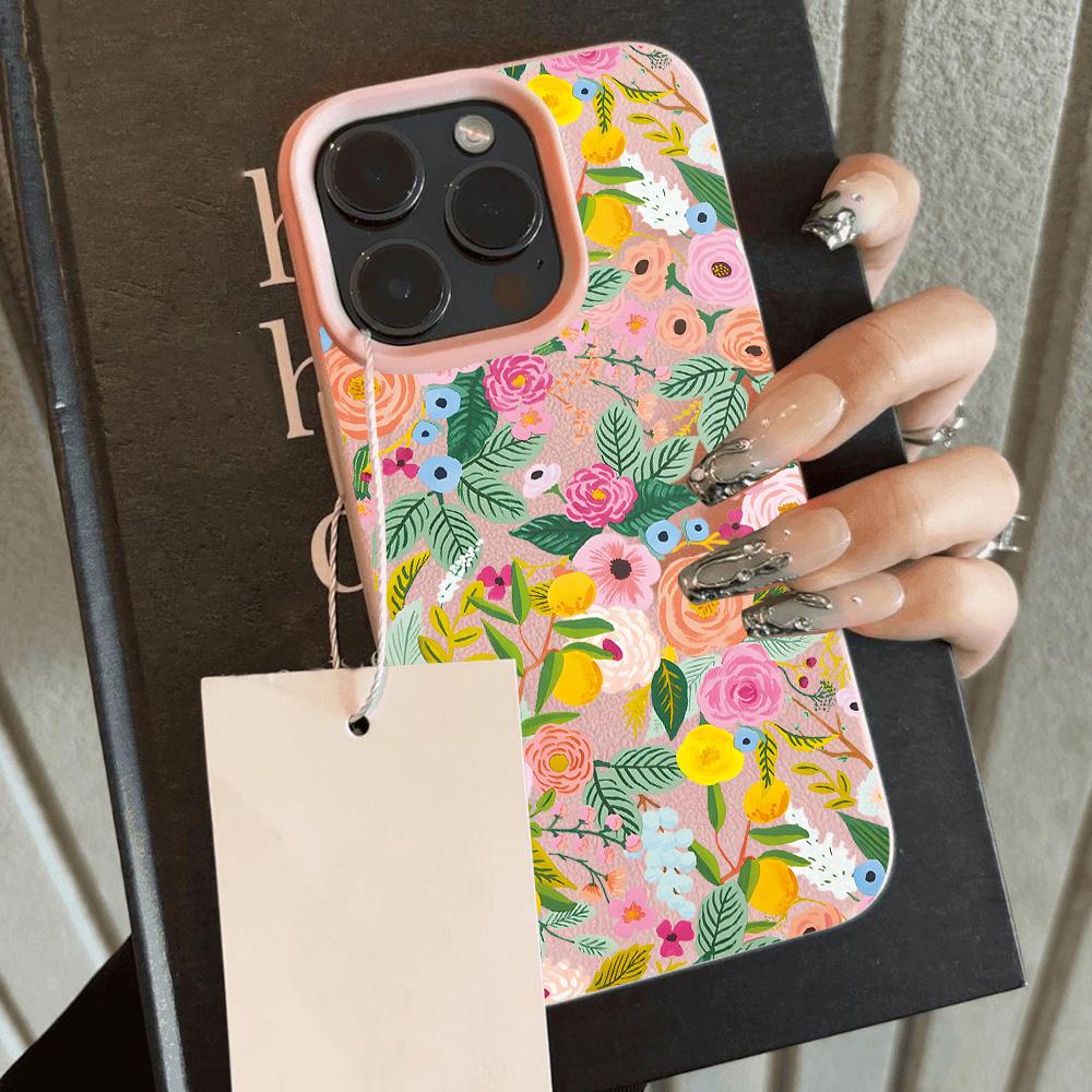 HOT Cool Flower Lily Luxury Lichee leather pattern Phone Case For iPhone 17 16e 16 15 14 13 12 11 Air Pro Max Plus X XR XSMax