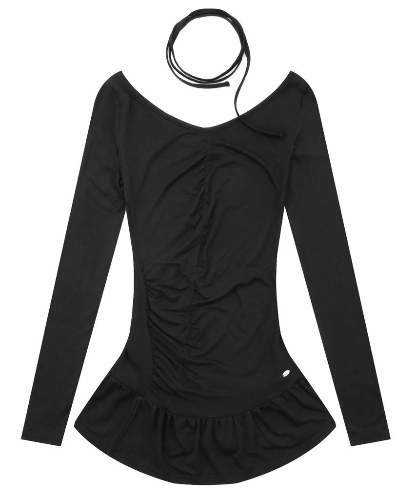 511Bijeon Aerial Tie Shirring Dress , Black