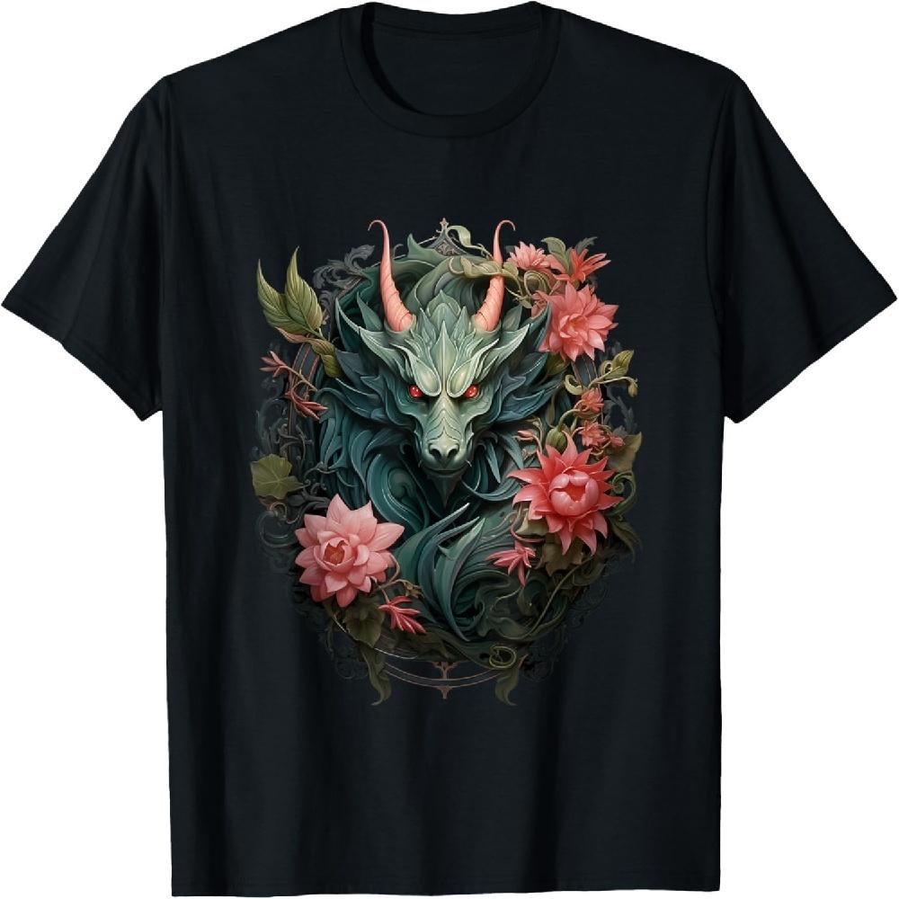 

Beautiful Jade Dragon Floral Art Noveau T-Shirt XXXXXL чорний