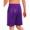 Boys Jazz Dance Stage Performance Costume Shiny Sequins Shorts Elastic Waistband Soft Lining Pockets Comfort Fit