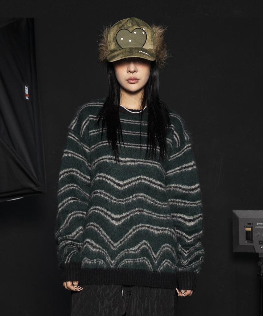 GLACK Gnt030 Seismic Stripe Knit (Green)