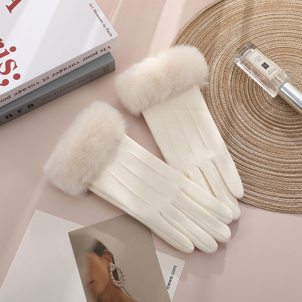 Warm Gloves for Women In Winter Thickened and Fresh Yang Ni Cycling Hair Mouth Cold Proof Outdoor Windproof Heat Storage Touch Screen Gloves