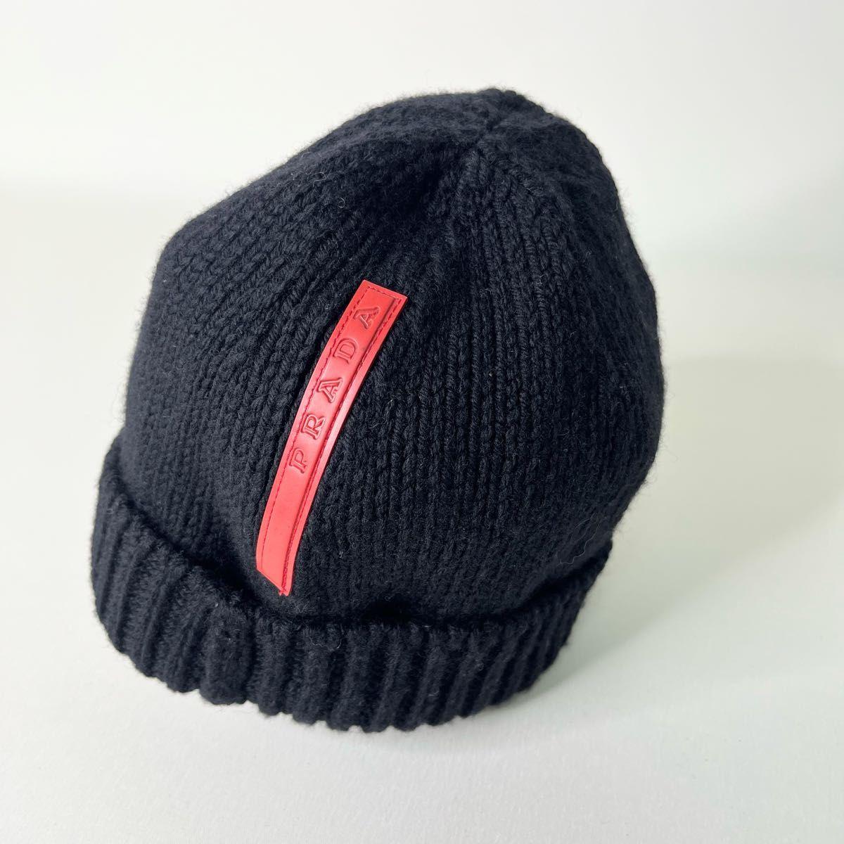 Б/у PRADA/Prada Sports/Шапка-бини/Вязаная шапка/Красный логотип