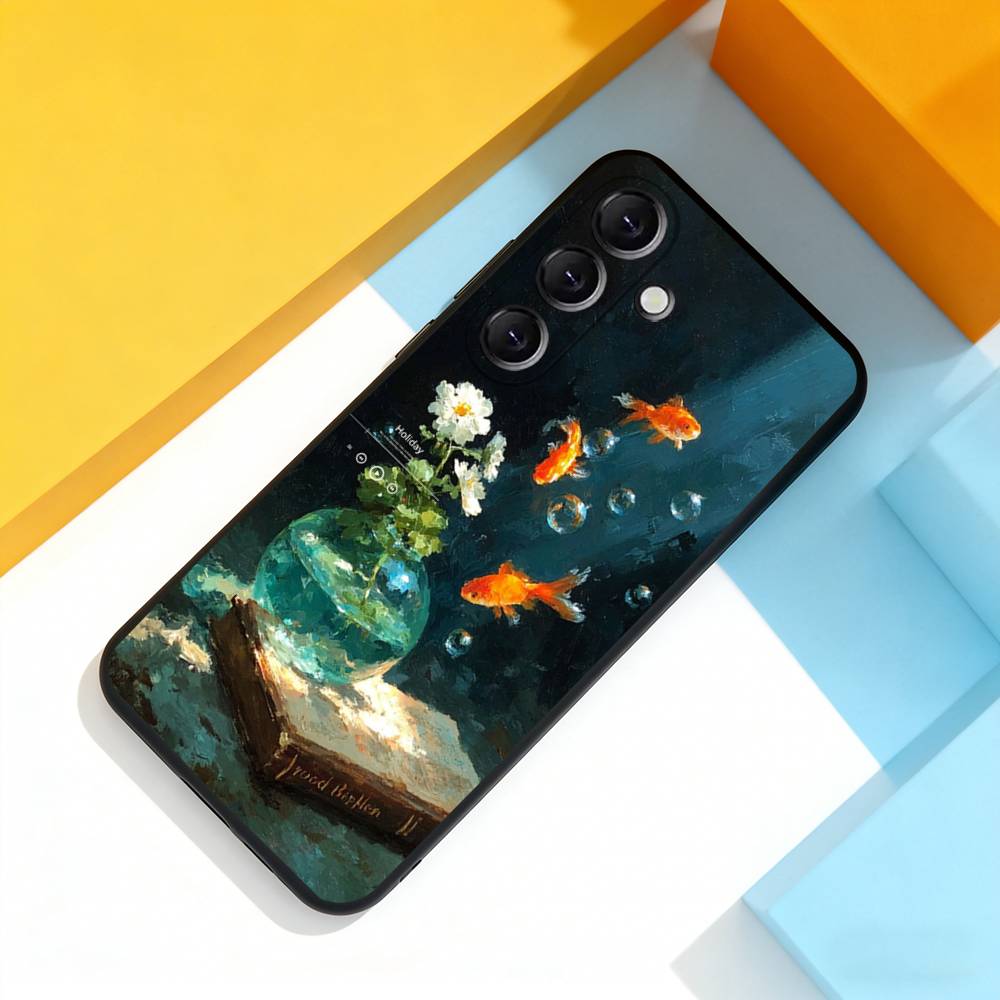 Stylish Art Koi Fish For Samsung Galaxy A 22,71,53,52,51,72,73,5G,Note,J7,8,9 Phone Case Soft Black Cover