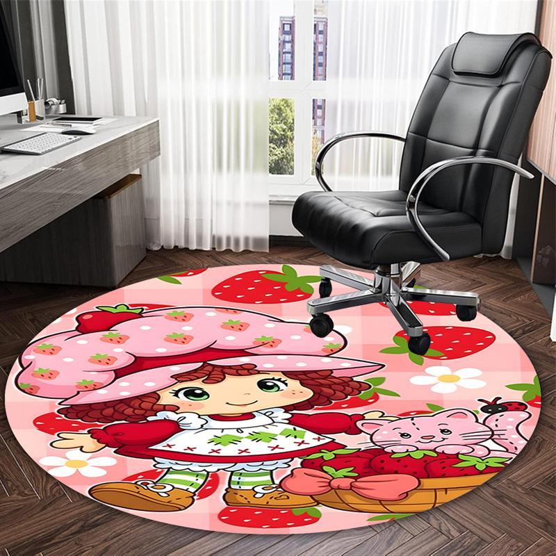 1pc Princess Strawberry12 Carpet, Round Rug, Comfortable, Suitable for Entryways, Living Rooms, Office, And Bedrooms, Christmas Decoration