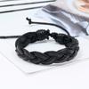 Nuovo Semplice Ciondolo Racchetta da Tennis Braccialetto in Pelle Intrecciato a Mano Personalizzato Nero Corda da Mano da Uomo Gioielli